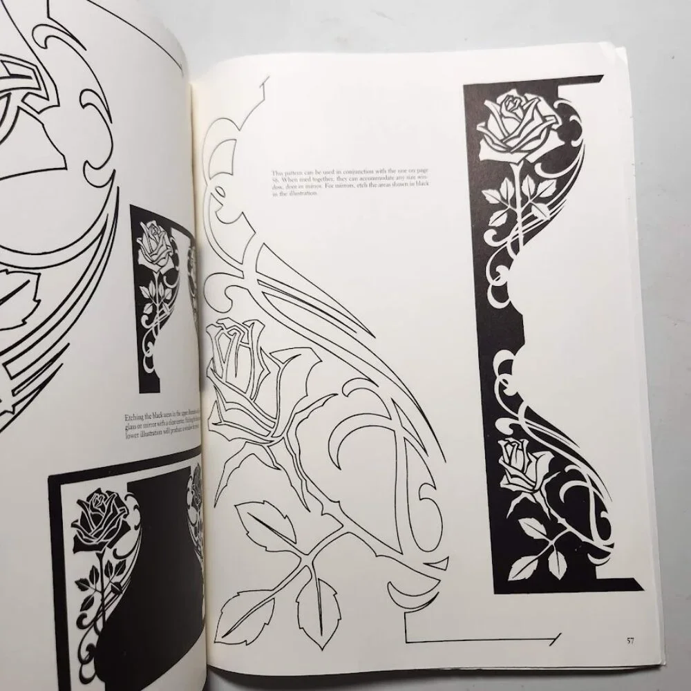 Crafting Art Book Glass Etching 46 Full-Size Patterns Complete Instructions Dove